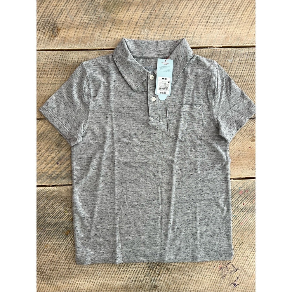 Cat & Jack Heather Gray Collared Polo Shirt Size 8 Medium NWT‎